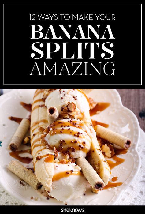 12 banana split variations for the ultimate ice cream blowout – SheKnows Banana Slipt Ice Cream, Homemade Banana Split, Banana Split Ideas, Banana Split Dessert Ice Cream, Df Dessert, Banana Split Bar, Banana Split Recipes, Banana Splits Sundae, The Banana Splits