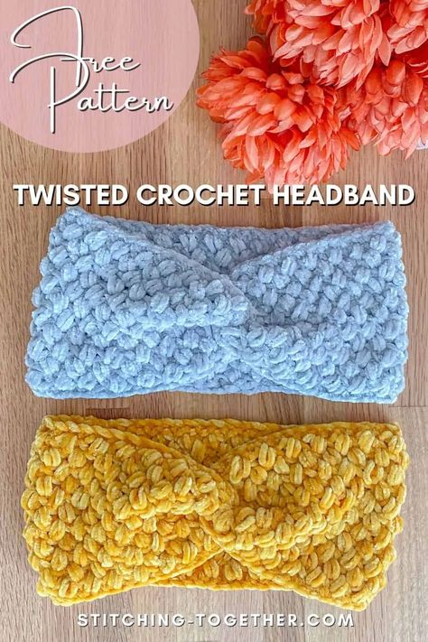 Crochet Bandana Pattern, Crochet Ear Warmer Free Pattern, Ear Warmer Crochet Pattern, Twisted Ear Warmer, Stitch Headband, Ear Warmer Crochet, Crochet Ear Warmer Pattern, Velvet Crochet, Stitch Ears