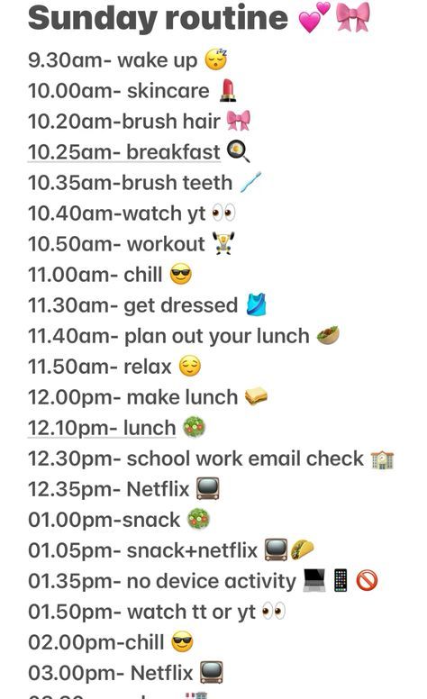 Morning Routine 10 Am, Sunday Day Routine, Weekend Routine For Kids, That Girl Weekend Routine, Day Routine Weekend, Aesthetic Day Routine, Productive Weekend Routine, Morning Routine Sunday, Night Routine List