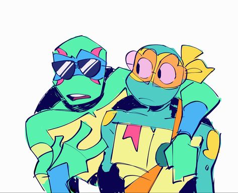 Rotmnt Leo Fanart, Leo And Mikey Rottmnt, Turtle Illustration Cute, Leo And Donnie Rottmnt, Like Father Like Son Rottmnt, Rotmnt Fanart, Ninja Turtles Fanart, Leo Rottmnt Fanart, Turtles Illustration