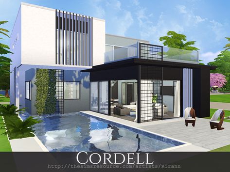 Rirann's Cordell Sims 4 House Design, Casas The Sims 4, Sims Building, Sims Community, Outdoor Retreat, Sims 4 Houses, Sims House, City Living, The Sims Resource