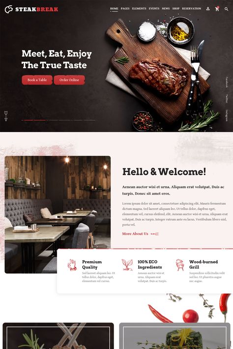 SteakBreak is a clean and professional WordPress Theme, perfect for steakhouse and burgers restaurants and any other food related business website. Restaurant Website Templates, Meat Restaurant, Restaurant Themes, Website Mockup, Restaurant Website, Burger Restaurant, Wordpress Themes, Business Website, Software Design