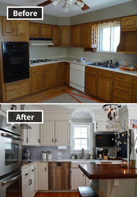 It Took 2+ Years, But My Wife And I Remodeled Our Late 80's Kitchen #countrykitchenideas 80s Kitchen, Kitchen Country, Kitchen Design Diy, Kitchen Remodel Before And After, After Pictures, Kitchen Remodeling Projects, Kitchen Redo, Country House Decor, Before And After Pictures