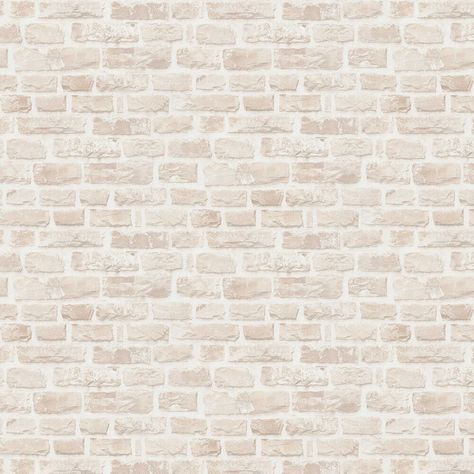 A classic faux brick effect design  with weathered detailing. Shown in the natural beige colourway. Brick Wallpaper Texture, Brick Wall Texture Pattern, Brick Wallpaper Bathroom, Stone Brick Texture, Wallpaper For Cafe, Brick Look Wallpaper, White Brick Texture, Interior Brick Wall, Textured Brick Wallpaper