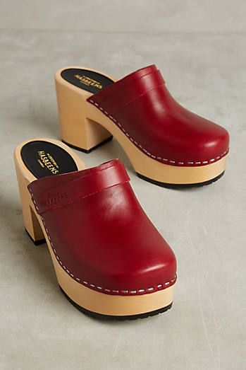 Unique High Heels, Wine Shoes, Red Clogs, Outfit 2023, Swedish Clogs, Swedish Hasbeens, Wooden Clogs, Shoes Outfit, Kitten Heel Pumps