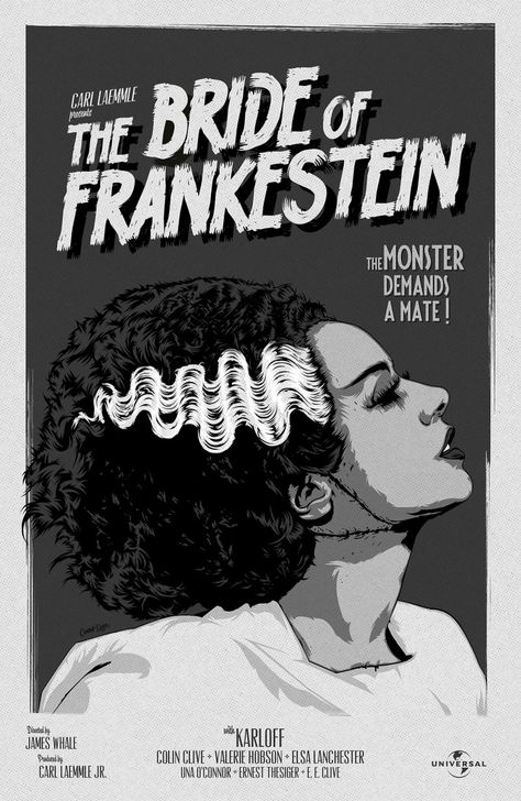 Bride of Frankenstein (1935) [800 x 1229] The Bride Of Frankenstein, Frankenstein Art, Horror Vintage, Movie Poster Wall, Horror Posters, Retro Horror, Horror Movie Art, Classic Horror Movies, Horror Movie Posters