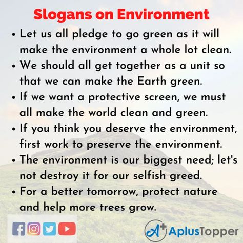 Slogan About Environment, Environmental Slogan, Slogan On Save Environment, Slogan On Environment, Earth Day Slogans, Happy Environment Day, Environmental Quotes, Earth Day Drawing, Save Environment