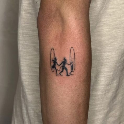 Dancing With The Devil Tattoo, Small Devil Tattoo, Portal Tattoo Ideas, Little Devil Tattoo, Kendall Tattoo, Portal Tattoo, Tattoo Devil, Film Tattoo, Make Temporary Tattoo