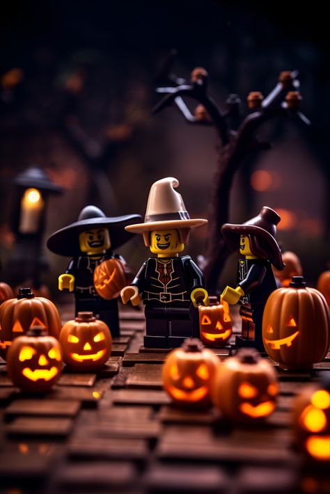 In the shadowy embrace of All Hallows' Eve, our Lego friends have donned their finest costumes and embarked on a quest for sugary treasures. 

Where miniature worlds collide with the supernatural. 🌙🍭 

#HalloweenMagic #LegoTreatOrTrick #Lego #Toys #Photography #Halloween Lego Halloween Build, Lego Halloween Ideas, Minifigure Photography, Halloween Lego, Lego Deadpool, Photography Halloween, Lego Poster, Lego Halloween, Worlds Collide