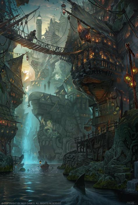 Pirates Cove, Fotografi Kota, Fantasy City, Fantasy Castle, Fantasy Setting, Fantasy Places, Futuristic City, Fantasy Art Landscapes, Fantasy Concept Art