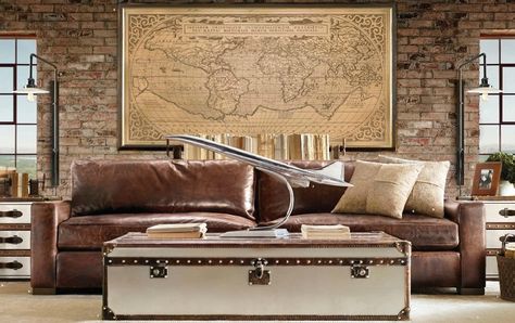 Aviation Themed Interior Design Aviation Room, Aviation Furniture, Leather Living Room Furniture, Aviation Decor, Airplane Decor, Room Theme, Ideas Vintage, Wedding Vintage, Leather Couch