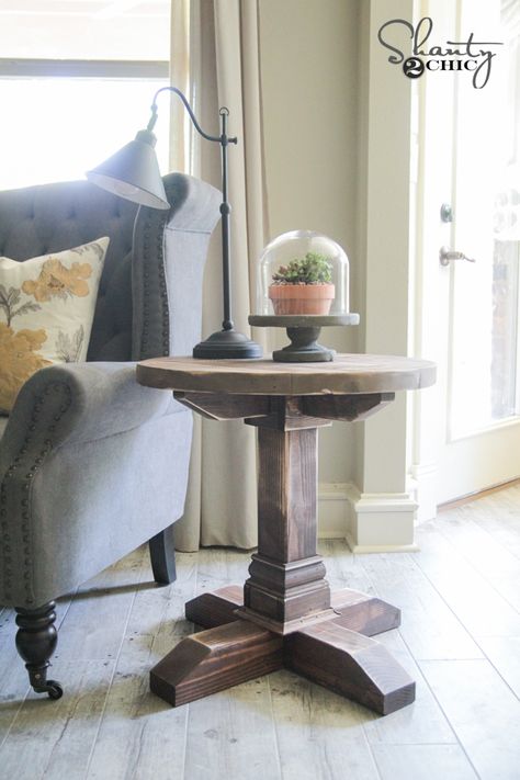 Diy Round End Table Ideas, Diy Round Side Table, Side Table Decor Living Room, Diy Side Table, Shanty 2 Chic, Diy Living Room Decor, Farmhouse Side Table, Side Table Decor, Diy End Tables