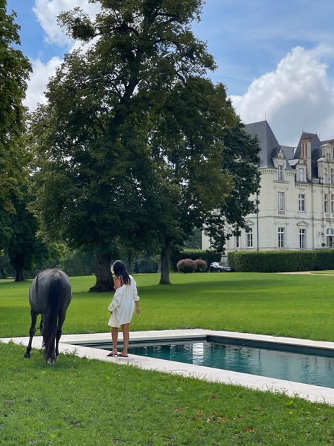 old money french chateau castle horses summer Old Money Castle, Small Chateau, Luxury Life Aesthetic, Old Money House, Client Board, Futuristic House, Dream Birthday, French Summer, Japan Home