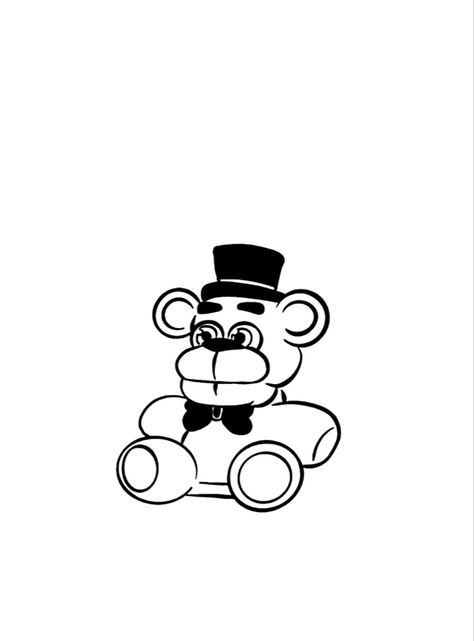 Freddy Fazbear Tattoo, Simple Fnaf Tattoos, Freddy Tattoo Design, Freddy Tattoo Horror, Fnaf Plush Drawing, Fnaf Lineart, Fnaf Tattoo Ideas, Clothes Paint, Freddy Plush