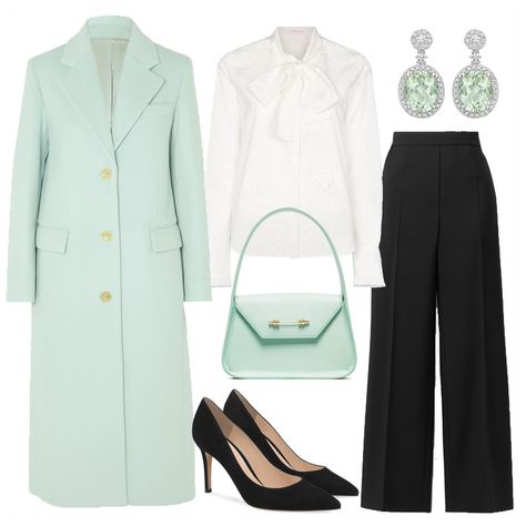 Mint green accents Coat: @josephfashion Earrings: @kikimcdonough Blouse: @chloe Bag: @okhtein Pants: @acnestudios Heels: @jimmychoo #style #fashion #ootd #outfit #outfits #outfitideas #outfitinspiration #outfitoftheday #styleinspo #dress #styleinspiration #coat #winteroutfit #greencoat Royal Outfit, Mint Bag, Royal Outfits, Green Coat, Chloe Bag, Green Accents, Ootd Outfit, Clothing Labels, Jimmy Choo