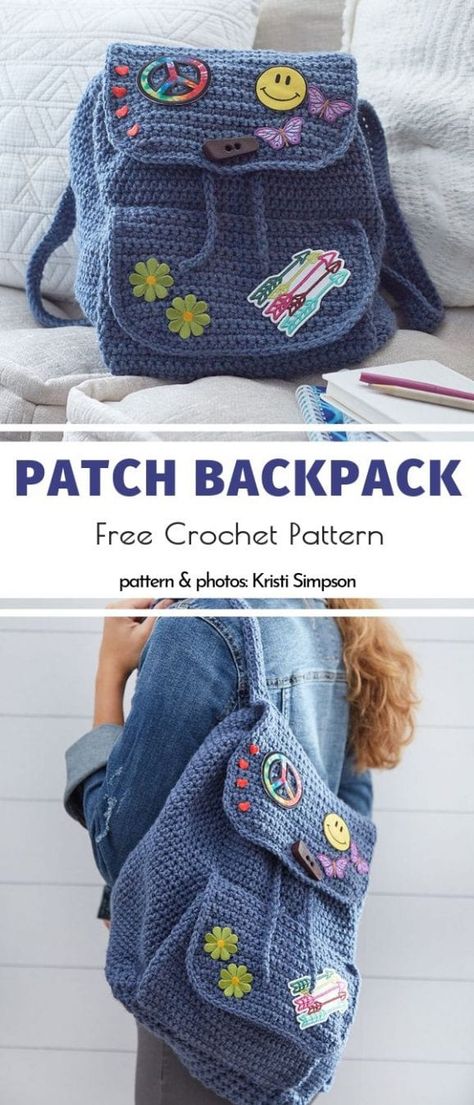 Fun Backpacks, Backpacks For Kids, Vestidos Bebe Crochet, Mochila Crochet, Crochet Backpack Pattern, Crochet Mignon, Free Crochet Bag, Crochet Backpack, Confection Au Crochet