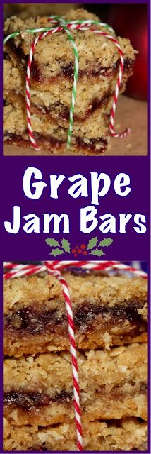 Living on Cloud Nine: GRAPE JAM OATMEAL BARS Cookies With Rice Krispies, Pb J Sandwiches, Christmas Trays, Bake Sale Treats, Jam Bars, Grape Jam, Grape Recipes, Jam Cookies, Recipes Cookies