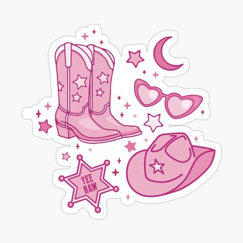 Get my art printed on awesome products. Support me at Redbubble #RBandME: https://www.redbubble.com/i/sticker/Pink-Cowboy-Western-Yee-Haw-by-maura41/156876985.EJUG5?asc=u Rodeo Stickers, Cowboy Stickers, Pretty Stickers, Pink Stickers, Teddy Bear Images, Pink Cowboy, Sticker Aesthetic, Rodeo Cowgirl, Stickers Sheet