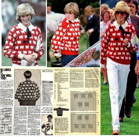 Black Sheep Sweater Pattern, Princess Diana Black Sheep Sweater Pattern, Black Sheep Sweater, Sally Muir, Sheep Sweater, Vintage Knitwear, Princesa Diana, Fair Isle Knitting, Black Sheep