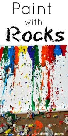 Create a masterpiece by rolling rocks through paint. Fun painting activity for kids! Preschool Painting, Preschool Art Projects, Art Project For Kids, Painted Rocks Kids, Project For Kids, Painting Activities, Preschool Art Activities, Art Simple, Big Art