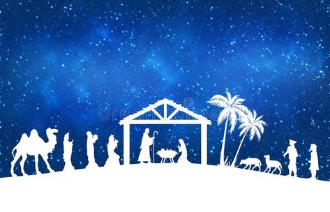 Desert Illustration, Blue And White Christmas, Banner Background, Christmas Greeting Card, Card Banner, Christmas Nativity, Christmas Greeting, In The Desert, Nativity Scene