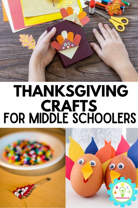 20+ Thanksgiving crafts for middle school! These activities are challenging and fun enough for even the most cynical middle schoolers. Thanksgiving Craft Middle School, Thanksgiving Crafts For Middle Schoolers, Crafts Middle School, Crafts For Middle School, Crafts For Middle Schoolers, Thanksgiving Activities Middle School, Thanksgiving Middle School, Thanksgiving Stem Activities, Gratitude Crafts