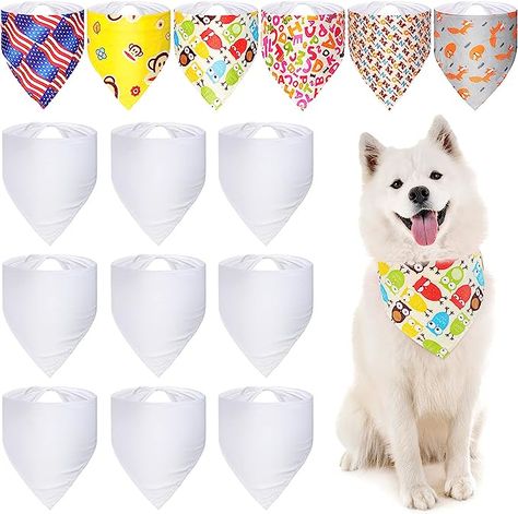 Bandanas Diy, Accessories For Dogs, Dog Scarf, Dog Scarfs, Sublimation Blanks, Medium Sized Dogs, Dogs Puppy, White Dogs, Medium Dogs