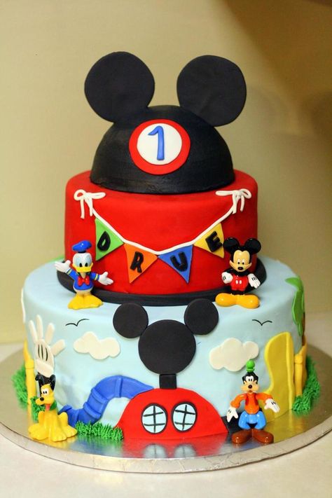 Minnie Cakes, Γενέθλια Mickey Mouse, Mickey Mouse Clubhouse Cake, Fondant Torte, Mouse Birthday Cake, Mickey Mouse Bday, Mickey Mouse Birthday Cake, Mickey Clubhouse, Mickey Mouse Clubhouse Birthday Party