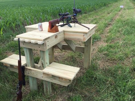 Built a shooting bench | Ohio Sportsman - Your Ohio Hunting and Fishing Resource Shooting Table, Shooting Bench Plans, Outdoor Shooting Range, Archery Targets, Reloading Room, Hunting Stands, Reloading Bench, Kayaking Gear, Hunting And Fishing