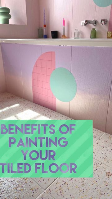 💖Helen | Interiors | Colour on Instagram: "✨🫧🍬 DIY TERRAZZO FLOOR 🍬🫧✨ For anyone contemplating painting your tiled floor, go for it! Here’s some of the benefits I’ve found from painting our very tired bathroom ones: 1. It gets rid of a colour you hate 2. It covers any small chips or cracks 3. It covers any stained or damaged grouting (I filled any big cracks before painting) 4. The terrazzo chips mean it isn’t slippy 5. It looks totally unique! This is how I did it: ✨Scrub the floor Diy Terrazzo Floor, Bathroom Terrazzo, Renters Diy, Diy Terrazzo, Terrazzo Floor, Sugar Soap, Sitting Room Decor, Tiled Floor, Terrazzo Floors