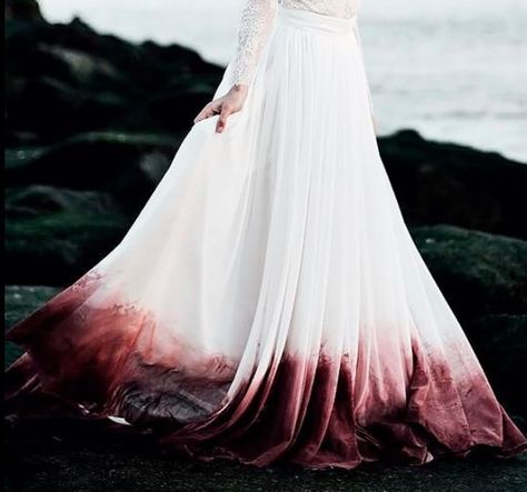 Black Dip Dyed Wedding Dress, Bloddy Wedding Dress, White With Red Wedding Dress, Dark Red And White Wedding Dress, Torn Wedding Dress, Evil Wedding Dress, Blood Wedding Dress, Blood Red Wedding Dress, Goth Wedding Dress White