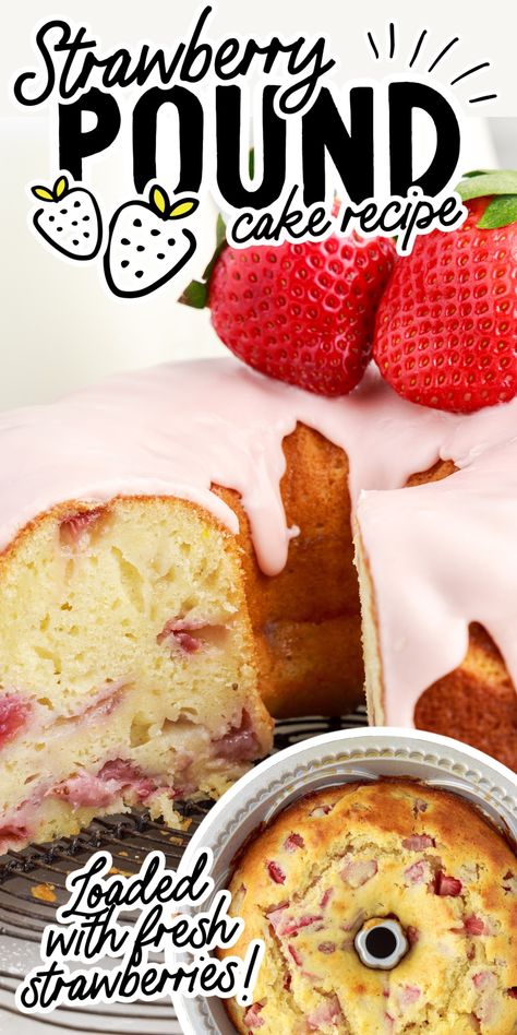 Strawberry pound cake is a delectable dessert with a sweet, tart flavor that is utterly irresistible! The soft texture and burst of strawberry flavor make it perfect for any occasion, whether you’re looking for something to serve at a family gathering or just something special for yourself. Strawberry Lemonade Cake Recipe, Prison Food, Fresh Strawberry Recipes, Strawberry Pound Cake, Pound Cake With Strawberries, Strawberry Flavor, Sweet Tart, Strawberry Pie, Pound Cake Recipes