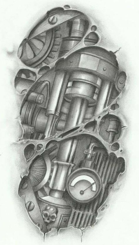 Bio Mechanical Tattoo, Mechanical Sleeve Tattoo, Mechanical Tattoo, Tattoo Crane, Biomech Tattoo, Biomechanical Tattoo Design, Robot Tattoo, Bio Mechanical, Gear Tattoo