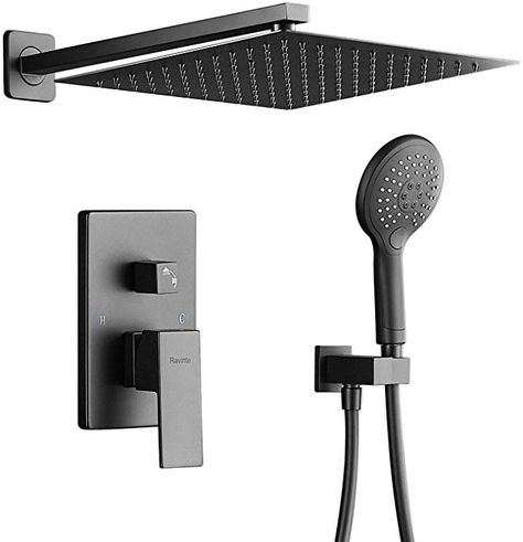 Rain Shower System, Modern Shower Faucet Set with Rough-in Valve, 12" Rainfall Shower Head and Multi-function Hand Held Luxury Shower Combo Set, Wall-Mounted. (12-inch Shower Head, Matte Black) - - Amazon.com Modern Shower Head, Shower Combo, Rain Shower System, Dual Shower Heads, Shower Fixtures, Shower Faucet Sets, Luxury Shower, Rainfall Shower Head, Mixer Shower