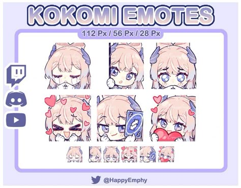 Kokomi Emotes, Genshin Discord Call, Ych Emote, Genshin Impact Emotes, Stickers For Discord, Genshin Emotes, Genshin Impact Kokomi, Cute Twitch Emotes, Facebook Png