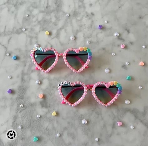 Personalized Hearts On Hearts Sunglasses Custom beaded name sunglasses and hair clips for kids and babies Heart Sunglasses With Beads, 12th Birthday Party Ideas, Beaded Sunglasses, 12 Birthday, Personalized Sunglasses, Birthday Inspo, Team Mom, Resin Jewelry Making, Heart Sunglasses