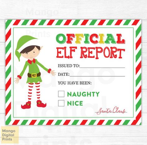 Elf On Shelf Printables, Elf Classroom, Christmas Letter From Santa, Elf Report Card, Elf Notes, Elf Shelf, Elf Letters, Christmas Letters, Report Cards