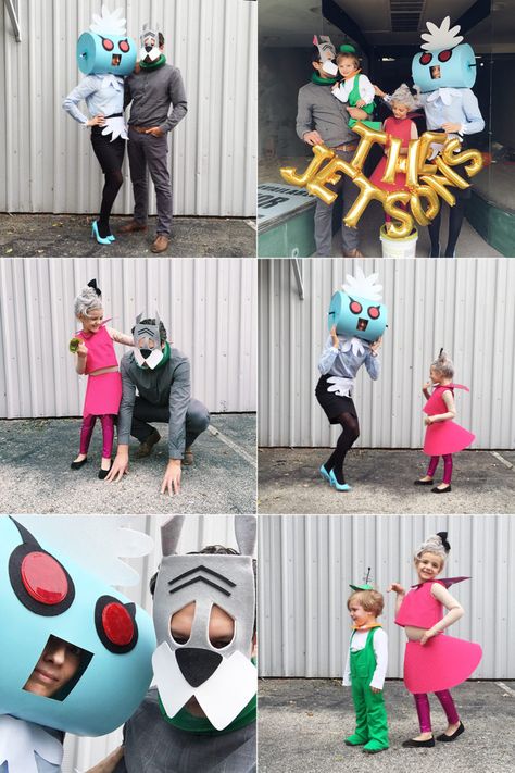 The Jetsons Costume #familycostume Jetson Family Halloween Costume, Family Jetsons Costume, Jetson Family Costume, Jetsons Family Costume, Jetsons Halloween Costumes, Jetsons Costume, Halloween Costume Winners, Movie Character Ideas, George Jetson