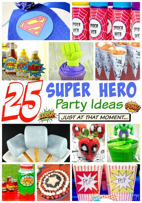 25 Super Hero Party Ideas Supper Hero Birthday Party, Superhero 1st Birthday Party, Hero Party Ideas, Super Hero Party Ideas, Super Hero Food, Superhero Party Food, Superhero Snacks, Superhero Party Ideas, Women Superhero