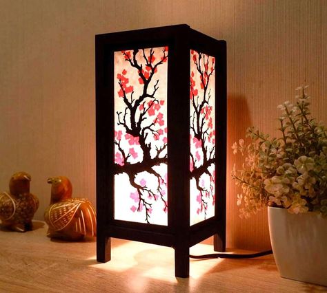 Japanese room decoration ideas Cherry Blossom Bedroom, Japanese Room Decor, Lamp Chinese, Lamp Bedside Table, Japanese Lamp, Floor Lantern, Japanese Bedroom, Japanese Room, Bedside Table Lamp