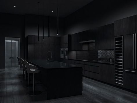 Black Interior House, Black House Aesthetic, Dark House Aesthetic, Black House Interior, Black Modern House, Dark Interior Design, Black Bedroom Design, Black Houses, Dark Modern