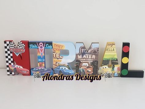 Cars Name, Party Letters, Car Letter, Disney Cars Birthday, Cars Birthday Party Disney, Cars Birthday Parties, Name Letters, Disney Pixar Cars, Big Boy Room