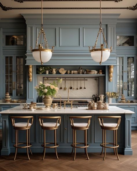 Cabinet Hood, Tiny Cottages, Project 2025, Kitchen 2024, Mom Kitchen, Victorian Kitchen, Dream Kitchens Design, Modern Victorian, Blue Cabinets