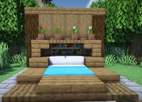 Minecraft Outdoor, Minecraft Interior, Minecraft Inspo, Minecraft Architecture, Minecraft Crafts, Minecraft Designs, Interior Inspo, Outdoor Bed, Minecraft