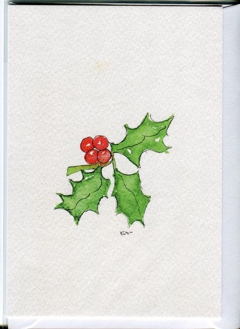 Watercolor Christmas Cards Diy, Painted Christmas Cards, Christmas Doodles, Christmas Card Art, Homemade Christmas Cards, Watercolor Christmas Cards, Art Carte, Watercolor Christmas, Diy Christmas Cards