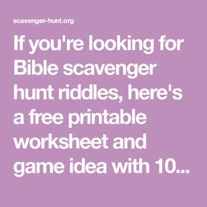 Scripture Scavenger Hunt, Bible Scavenger Hunt, Scavenger Hunt Riddles, School Scavenger Hunt, Kids Church Activities, About Bible, Sunday School Games, Kids Sunday School Lessons, Bible Object Lessons