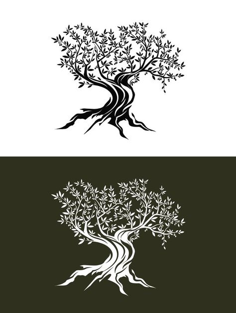 Vector olive tree silhouette. $5.00 Olive Tree Vector, Olive Tree Design, Olive Branch Art, Subdivision Sign, Mexico Tequila, 2023 Tattoo, Logo Design Concept, Branch Art, Illustration Logo