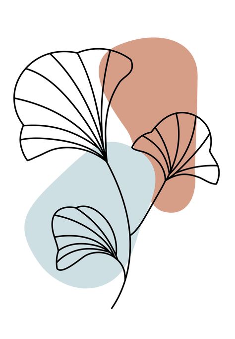 Minimalistic leaf illustration with beige and light blue tones. Nika Vitković | Redbubble artist @artbynikav | Tiktok WIP at @artbynikav #stickers #flower #minimalistic #botanical #poster #art #decor # scandi #scandinavian #leaf #monstera #lineart #plant #plantlady Drawing Minimalist Art, Line Art Leaf, Leaf Line Art, Line Art Flowers, Minimal Drawings, Art Articles, Leaf Illustration, Canvas Painting Tutorials, Leaf Drawing