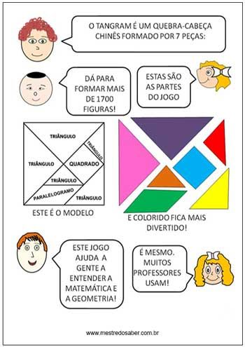 Atividades com Tangram para 3º ano - Mestre do Saber Teaching Activities, Quiet Book, Education, Pins