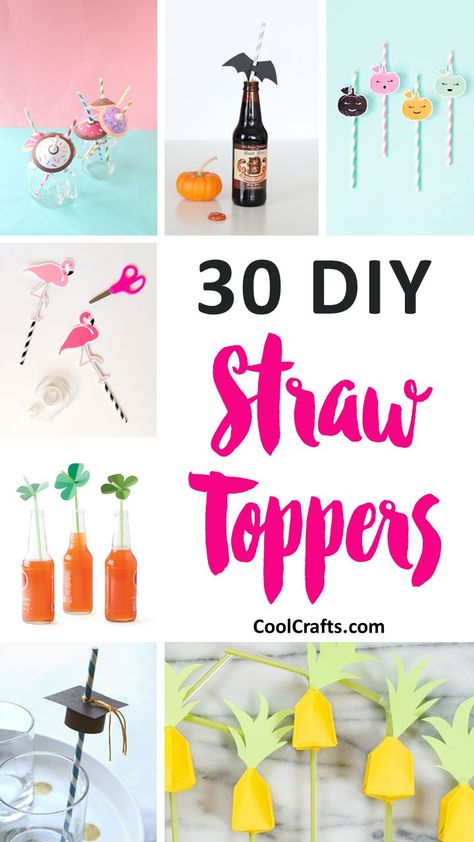 Straw Toppers Diy, Coolest Crafts, Cool Crafts, Diy Straw, Fun Straws, Straw Decorations, Diy Donuts, Food Bars, Toppers Diy